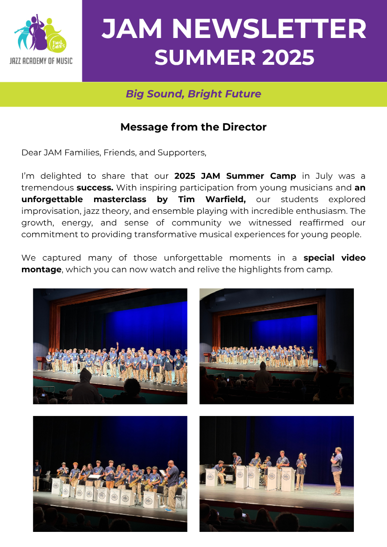 jam newsletter for summer 2025